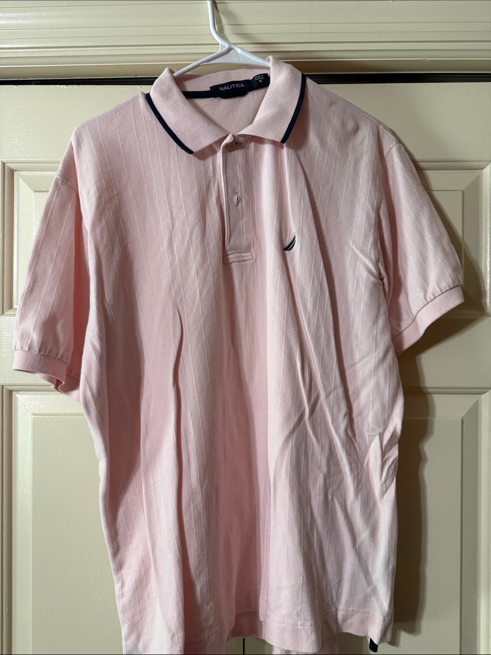 Nautica Light Pink Polo with Navy Trim